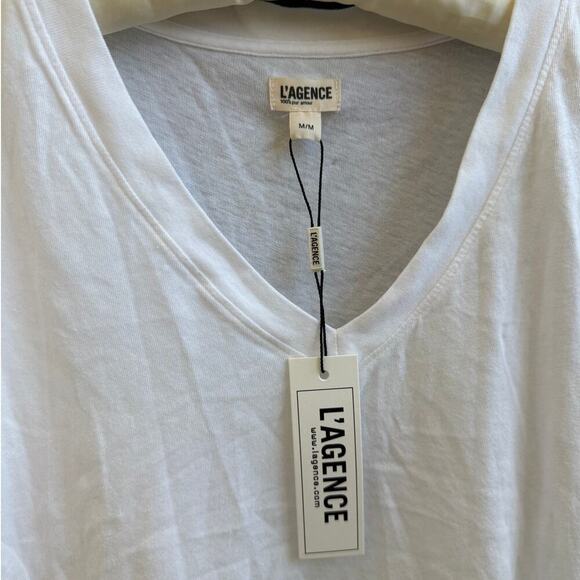 L'AGENCE Classic Tee -  Becca fitted Vneck white - Size M - Picture 4 of 5